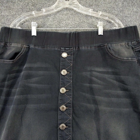 Be Girl Women's Mini Skirt Black 3XL Black Denim Button Front Pencil Stretch - Picture 3 of 12